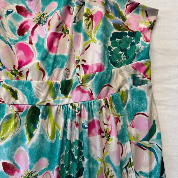 TORRID Studio Wrap Sleeveless Midi Dress Women's Size 3 Floral Aqua Blue Pink - Picture 7 of 15